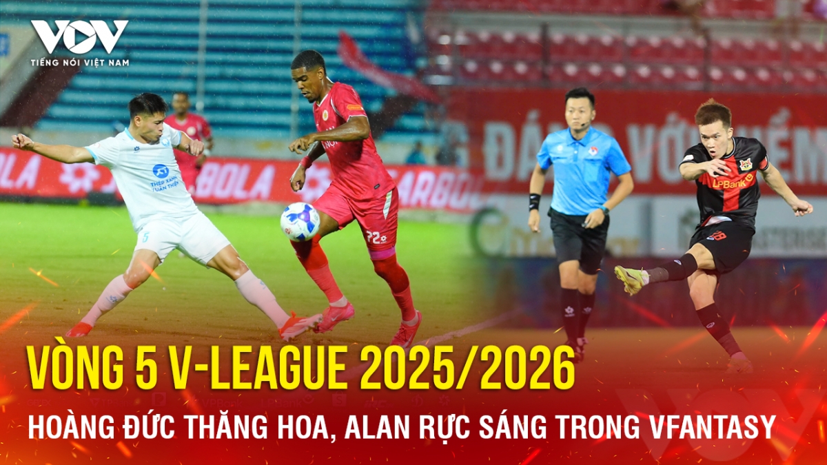 Vòng 5 V-League 2025/2026: Hoàng Đức thăng hoa, Alan rực sáng trong VFantasy